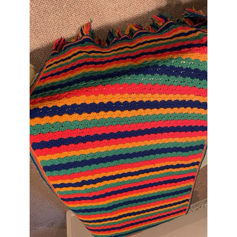 Vintage Handmade Afghan Crochet Throw Blanket